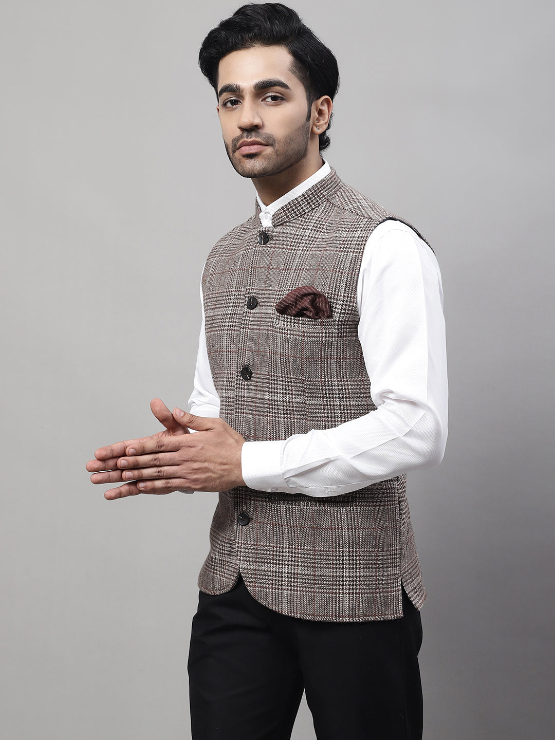 Even Apparels Men's Beige Pure Wool Nehru Jacket | Swadesiicart