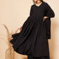 InWeave Women's Black Chikankari Long Anarkali Kurta Sharara Set W Dupatta - Swadesiicart