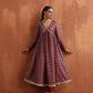 trueBrowns Rust Ajrak Print Flared Anarkali Kurta Set | Swadesiicart