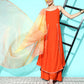 InWeave Women's Orange Red Gota Strappy Set With Orange Leh Dupatta - Swadesiicart