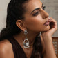 trueBrowns Silver Tone Floral Chandbaali Earrings - Swadesiicart