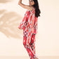 trueBrowns Maroon Cotton Ikat Flared Co-ord Set - Swadesiicart