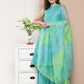 InWeave Women's Teal Lurex Boho Kurta Set With Aqua Leh Organza Dupatta - Swadesiicart