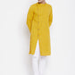 Even Apparels Yellow Pure Cotton Kurta With Band Collar | Swadesiicart