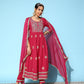 InWeave Women's Pink Nyra Cut Embroidered Kurta Set With Dupatta - Swadesiicart