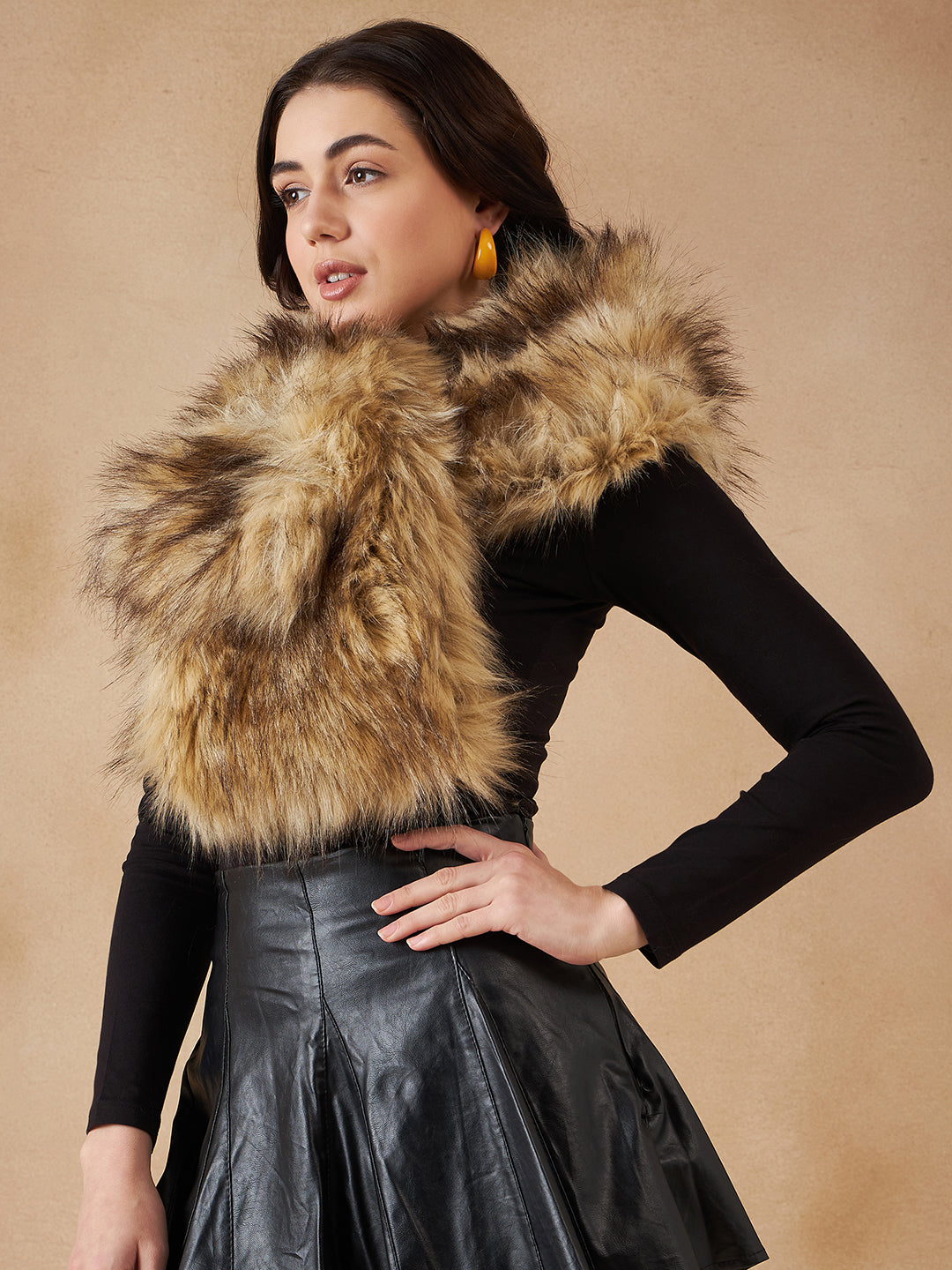 InWeave Women's Cat Print Faux Fur Neck Warmer - Swadesiicart