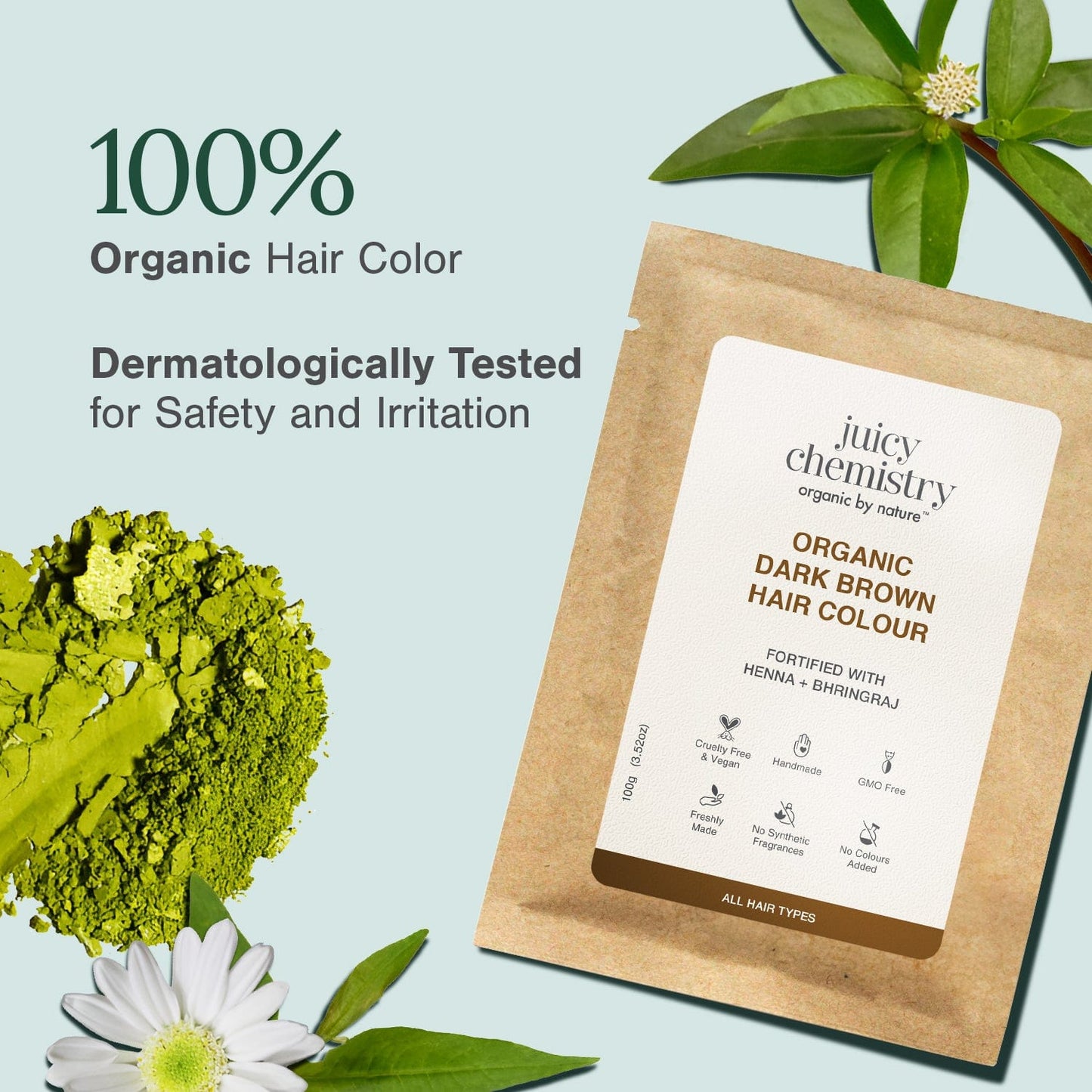 Organic Dark Brown Hair Colour Fortified with Henna + Amla