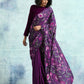 trueBrowns Wine Printed Velvet Ready to Wear Saree | Swadesiicart