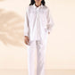 trueBrowns White Cotton Shirt Co-ord Set - Swadesiicart