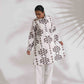 trueBrowns White Cotton Stripe Print Kurta Co-ord Set - Swadesiicart