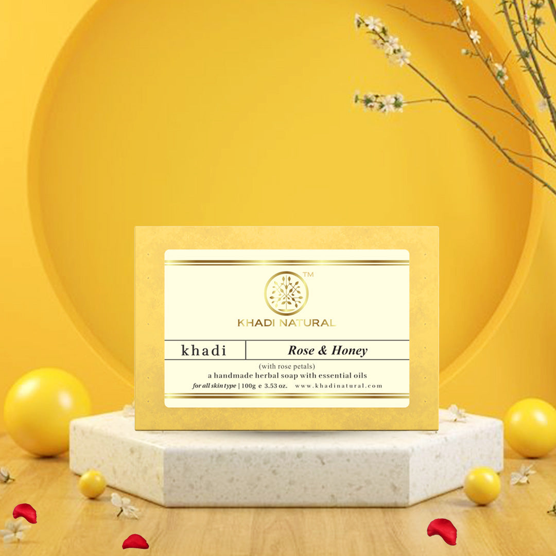 Khadi Natural Rose & Honey With Rose Petals Soap Combo Pack Of 5 – 100gm Each