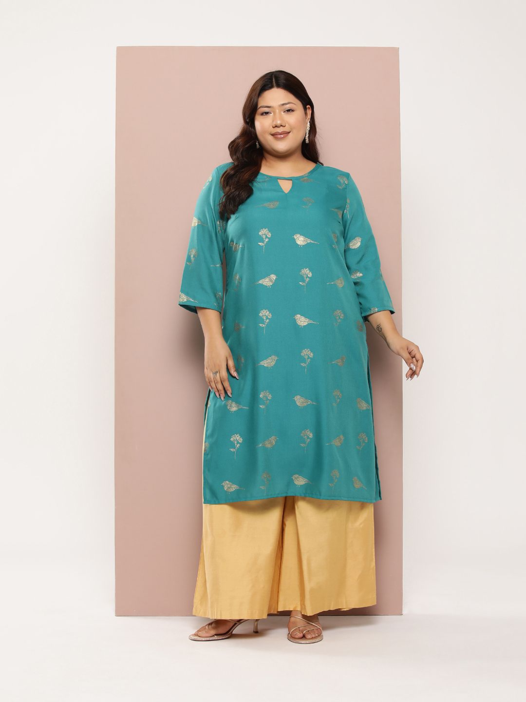 Sztori Plus Size Ethnic Motifs Printed Straight Kurta - Swadesiicart