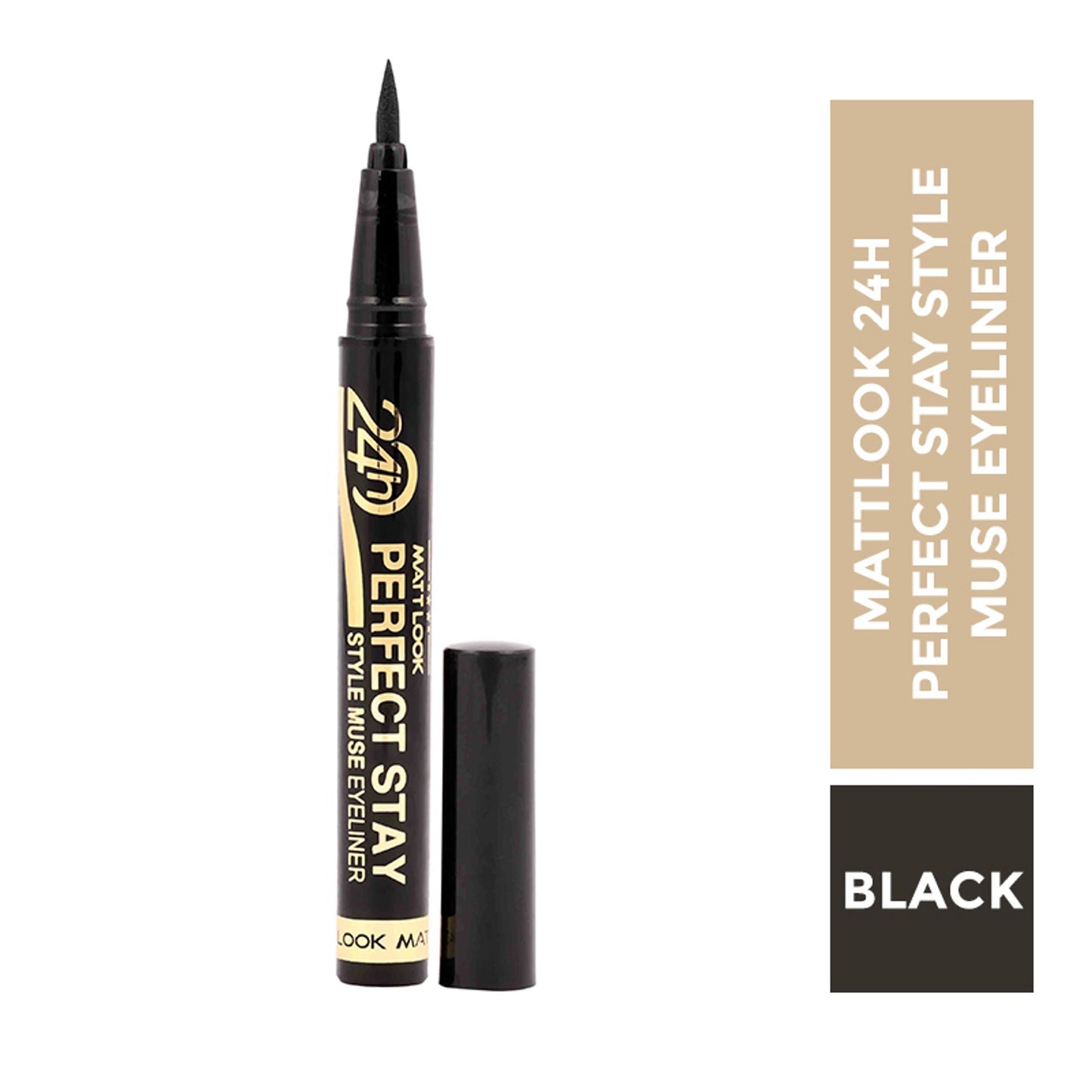 Matt Look Perfect Stay Style Muse Eyeliner 24 Hours - Jet Black - Swadesiicart