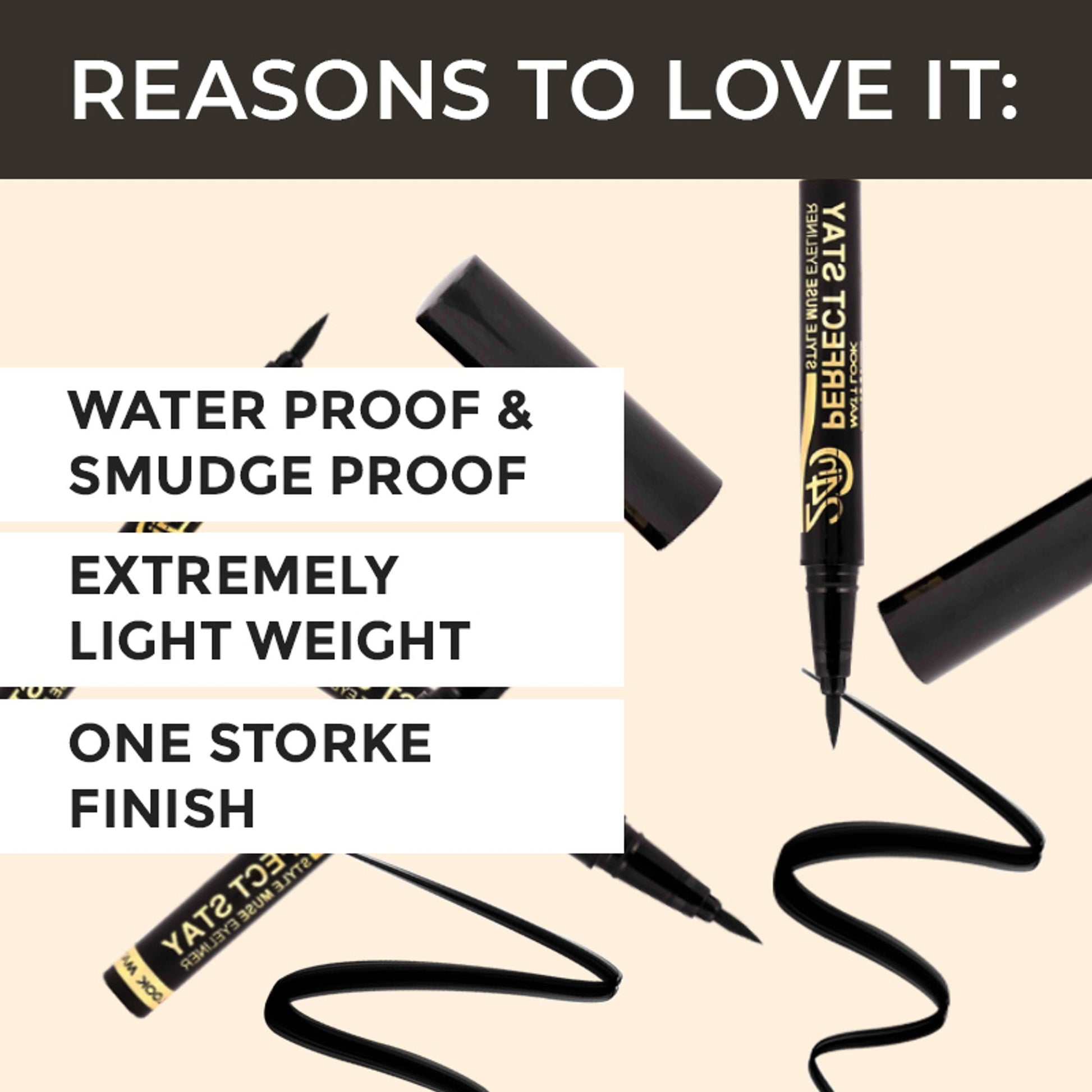 Matt Look Perfect Stay Style Muse Eyeliner 24 Hours - Jet Black - Swadesiicart