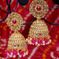 Shining Diva Gold-Polished Pink Dome Shaped Jhumkas | Swadesiicart