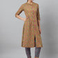 Aks Floral Printed Mandarin Collar Regular Pure Cotton Kurta With Trousers
