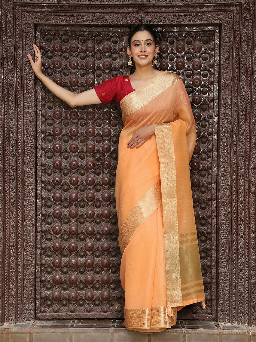 Shree Shyam Fashion Orange Cotton Saree