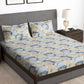 Story@home Arena Cream-Coloured & Grey Printed 180 TC Bedsheet & Pillow Covers