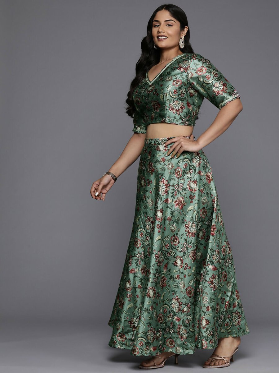 Ahalyaa Women's Traditional wear Lehenga Choli - Green | Swadesiicart