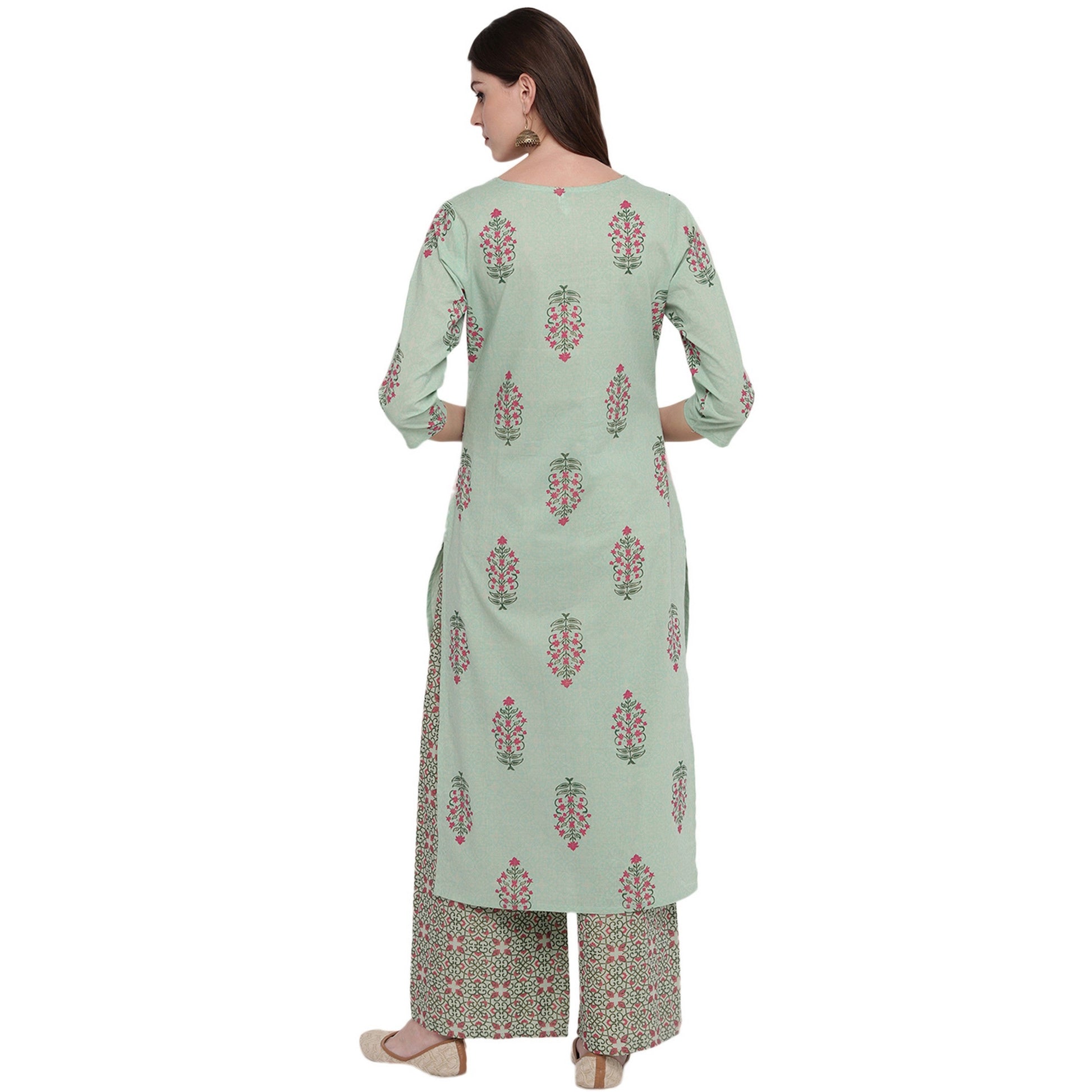 NOZ2TOZ Women Light Green Cotton Kurta (1Pc) - Swadesiicart