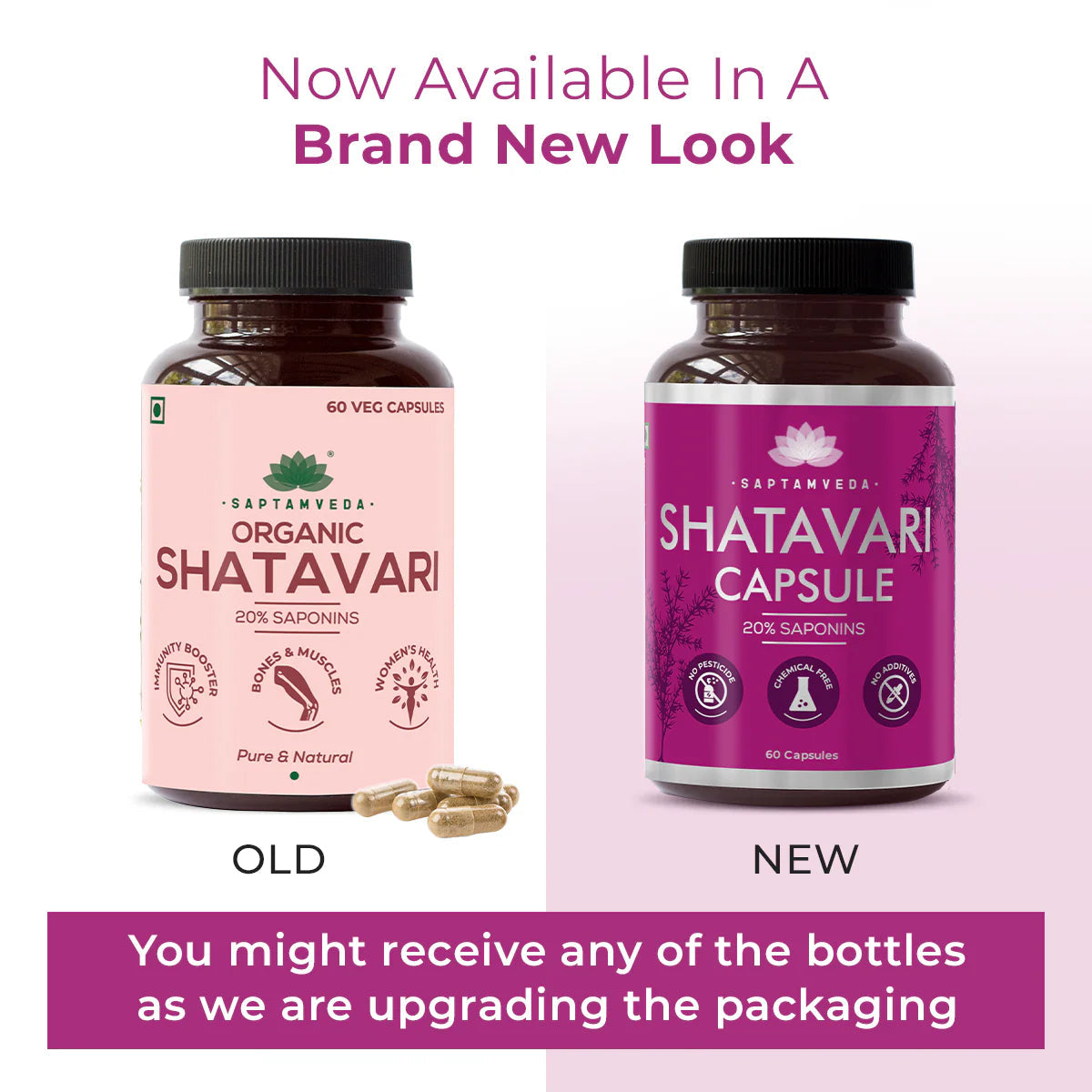 Saptamveda Organic Shatavari Capsules - Swadesiicart