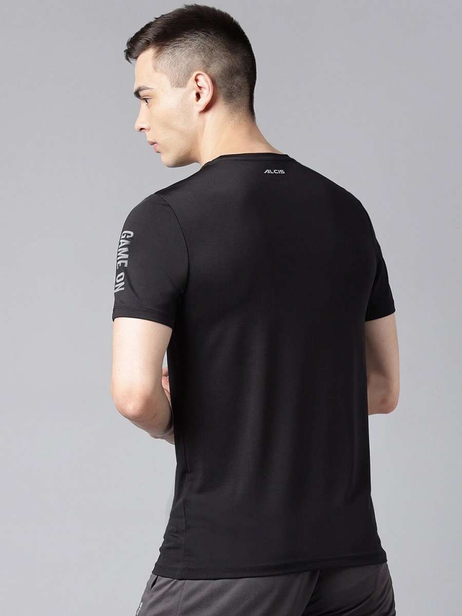 Alcis Typography Printed Dry Tech Slim Fit T-Shirt | Swadesiicart