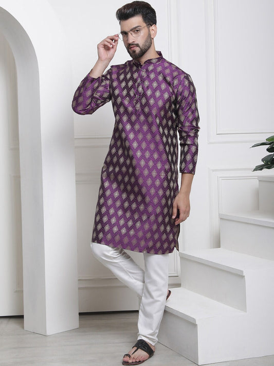 Sojanya Ethnic Motifs Woven Design Jacquard Regular Kurta | Swadesiicart