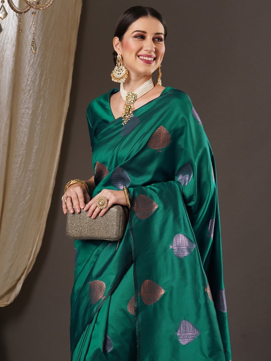 Anouk Ethnic Motifs Zari Banarasi Saree | Swadesiicart
