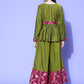 InWeave Women's Olive Wine Brocade Mughal Shaan Kurta Palazzo Set - Swadesiicart