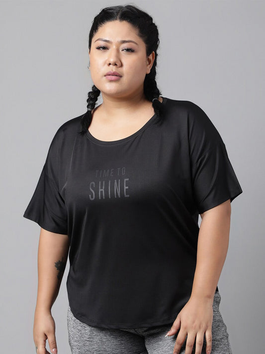 MKH Plus Size Typography Printed Dri-FIT Sports T-Shirt - Swadesiicart
