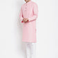 Even Apparels Pink Pure Cotton Men's Kurta With Band Collar | Swadesiicart