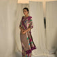 Vishnu Weaves Women's Wine Paithani Silk Zari Woven Saree with Unstitched Blouse - Swadesiicart