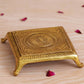 eCraftIndia Beige Lotus Flowers Engraved Pooja Chowki | Swadesiicart