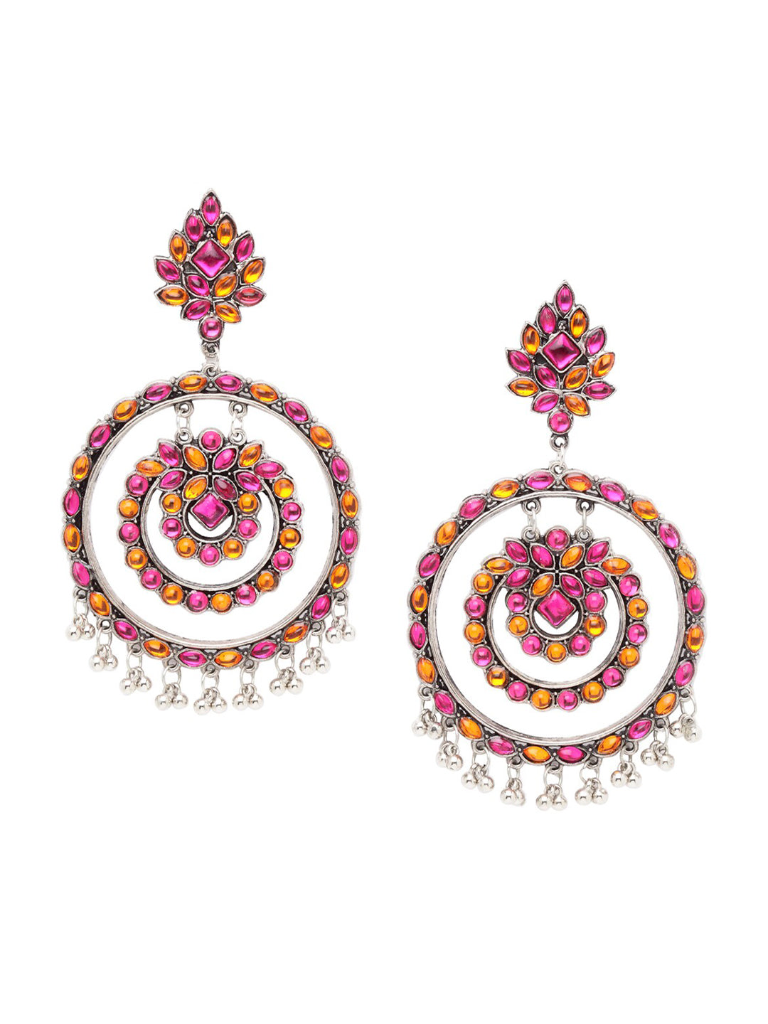 Shining Diva Multicoloured Oxidised Contemporary Drop Earrings - Swadesiicart