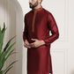 Sojanya Men Red Embroidered Straight Kurta | Swadesiicart