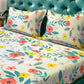 KLOTTHE White & Blue Floral Printed 300 TC King Bedsheet With 2 Pillow covers - Swadesiicart