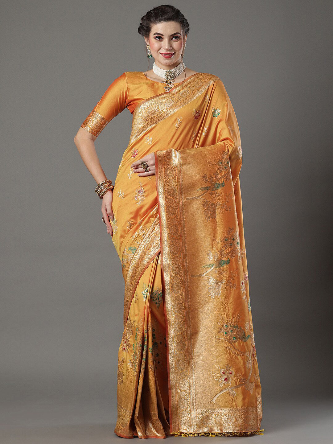 Mitera Woven Design Zari Silk Blend Banarasi Saree | Swadesiicart