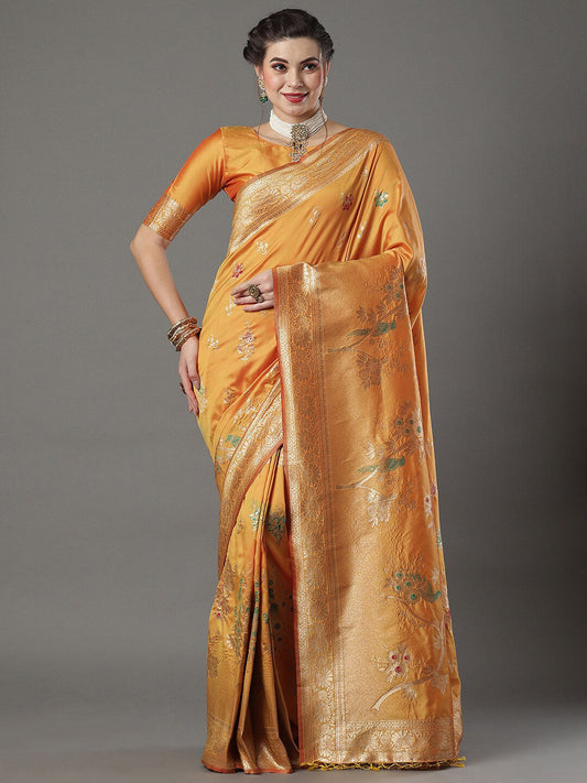 Mitera Woven Design Zari Silk Blend Banarasi Saree | Swadesiicart