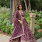 Lorenvalley Wine Pure Viscose Jacquard with Golden Embroidered Sequins work Lehenga Choli | Swadesiicart