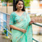 SeaGreen Pure Linen Ethnic Motifs Saree with Unstitched Blouse - Hiral Fashion | Swadesiicart