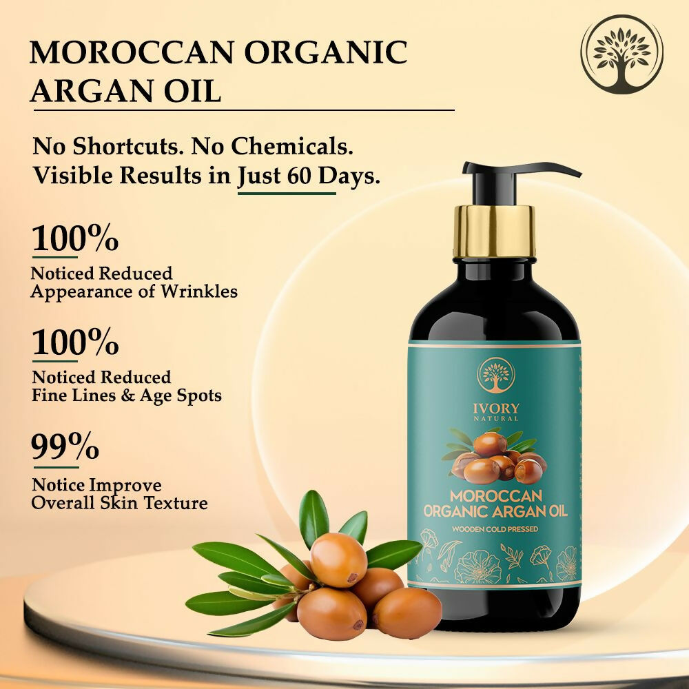 Ivory Natural Moroccan Organic Argan Oil Premium & Extra Virgin | Swadesiicart