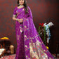 Lorenvalley Fashion Wine Soft Paithani Silk Woven Design Gold Zari Meenakari Weaving Saree - Swadesiicart