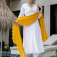 The52 White Women's Gorgeous Embroidered Chanderi Fabric Straight Kurta, Pant and Dupatta Set - Swadesiicart