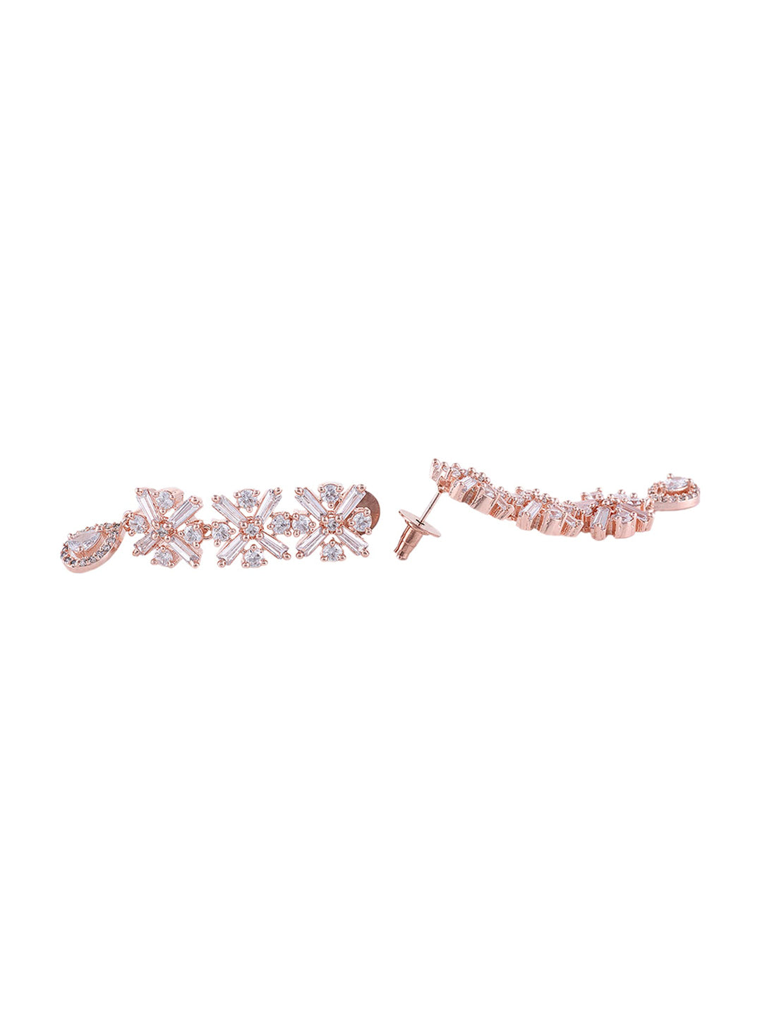 Saraf RS Jewellery Rose Gold-Polished American Diamond Studded Handcrafted Jewellery Set - Swadesiicart