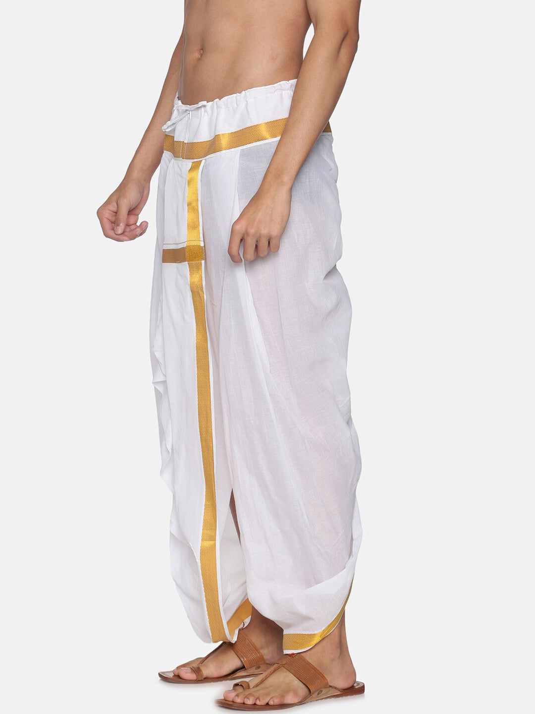 Sethukrishna Men White Readymade Cotton Dhoti | Swadesiicart