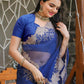 Tikhi Imli Blue Embroidered Organza Saree | Swadesiicart