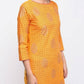 Aniyah Cotton Block Printed Yellow Straight Kurta (AN-137K) - Swadesiicart