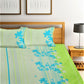 Home Sizzler Green & Blue Floral 210 TC Queen Bedsheet with 2 Pillow Covers - Swadesiicart