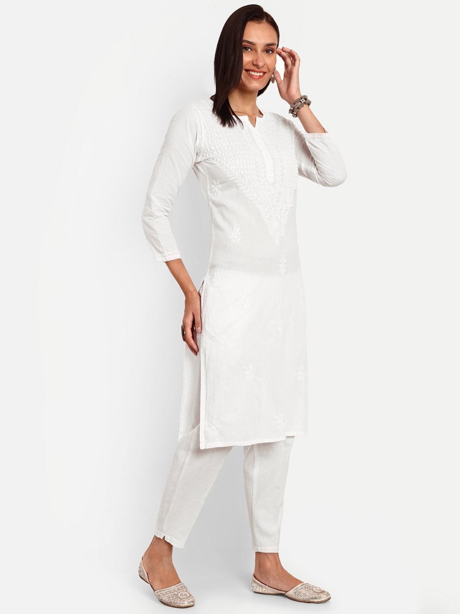 ADA Floral Embroidered Chikankari Kurta | Swadesiicart