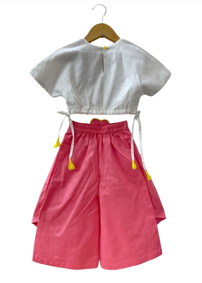 ArthLife Pink White Cycle Embroidered Co-Ord Set - Swadesiicart